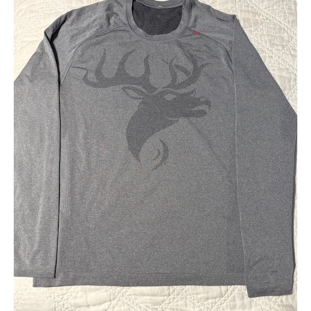 Lululemon Metal Vent Tech Long Sleeve Shirt Mens Medium Grey deer Graphic